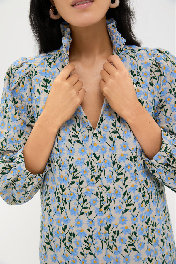 Blue Daisy Embroidered Palmerston Dress