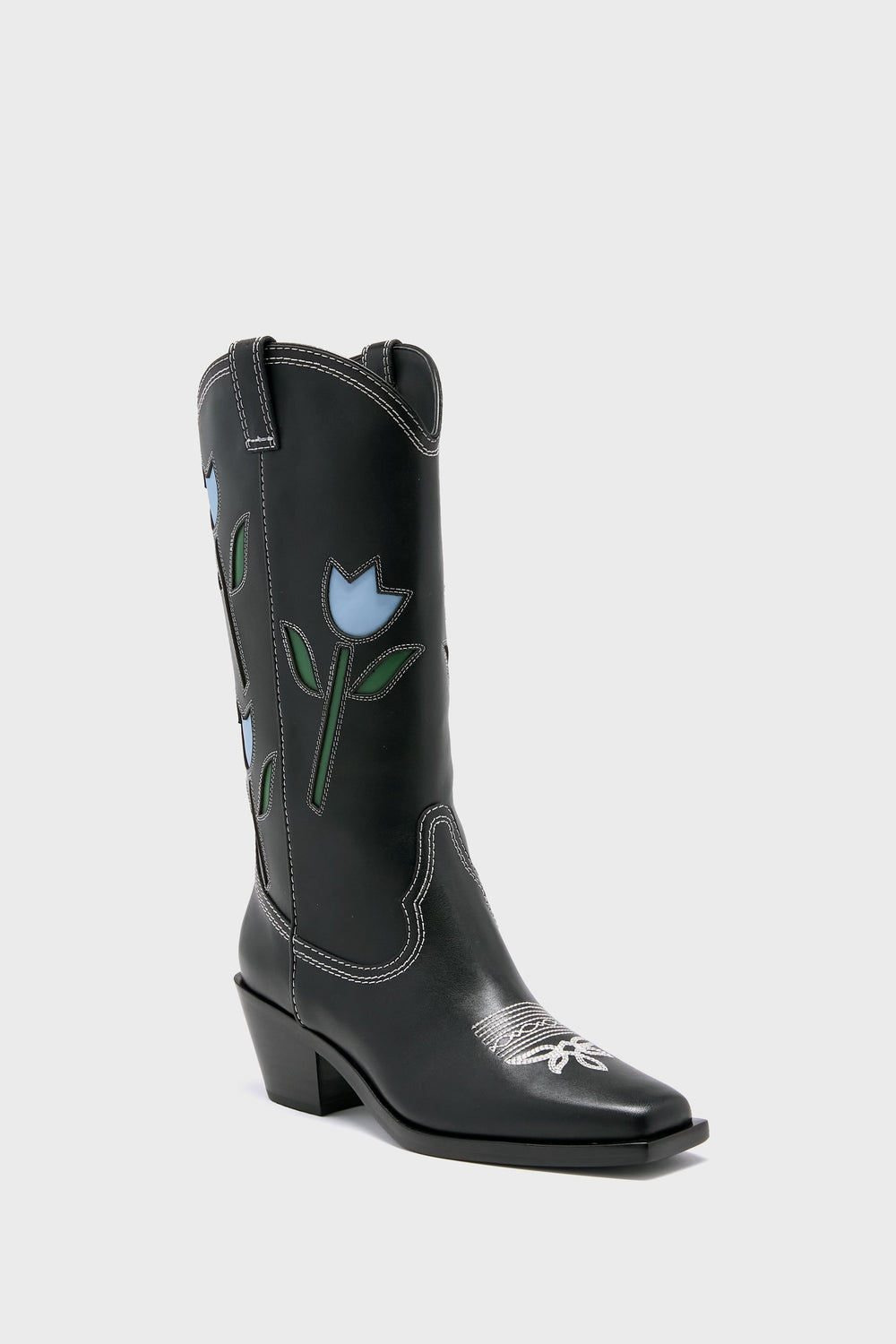 Black with Tulips Wilder Boots
