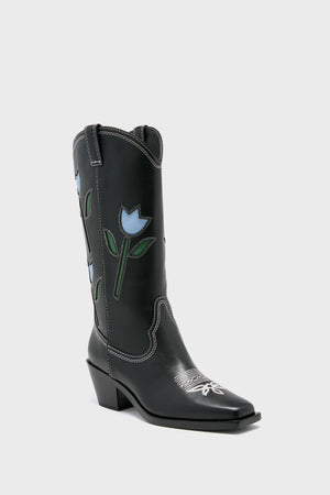 Black with Tulips Wilder Boots