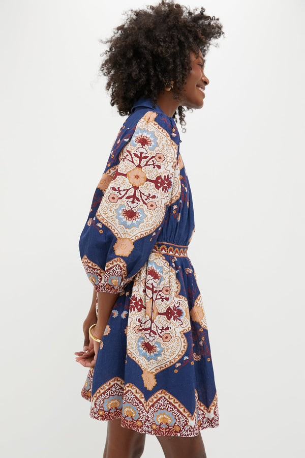 Navy Lagos Print Leigh Mini Dress