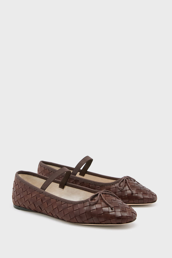 Espresso Woven Leather Leonie Flats