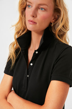 Black Pique May Polo Dress
