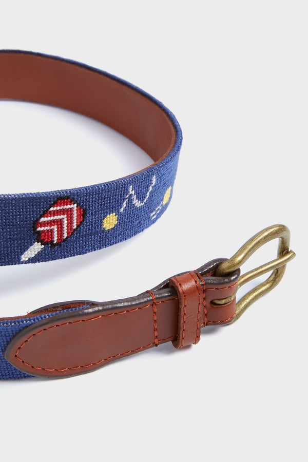 Navy Wacky Pickleball Needlepoint Belt