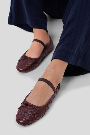 Espresso Woven Leather Leonie Flats