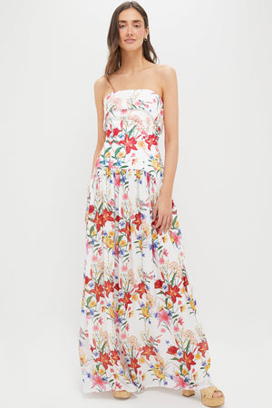 White and Color Floral Meghan Maxi Dress