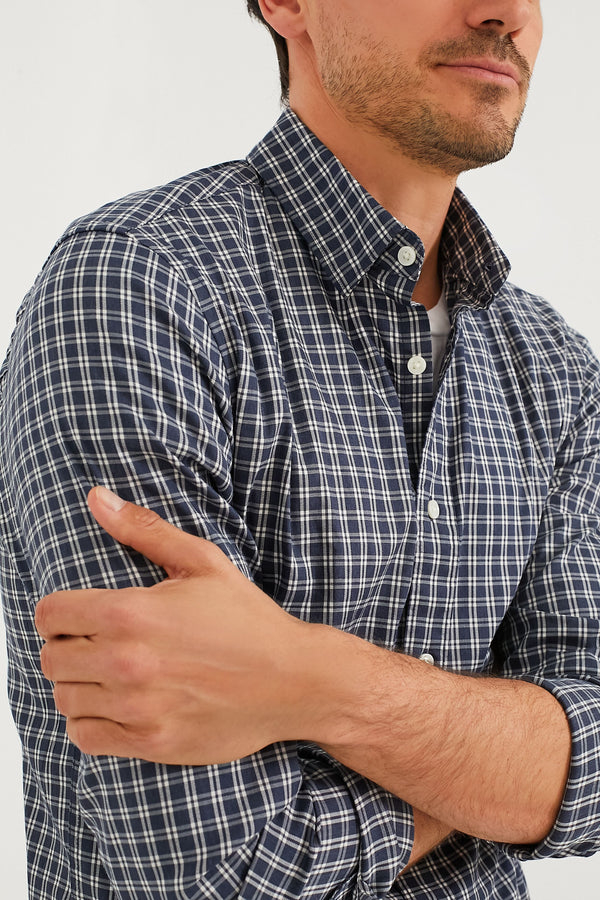 Navy White Check Movement Shirt