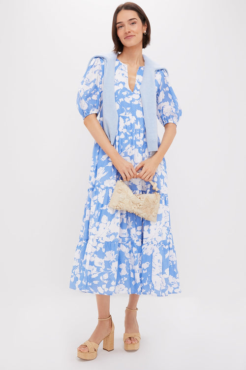 Blue and White Floral Cisco Maxi Dress