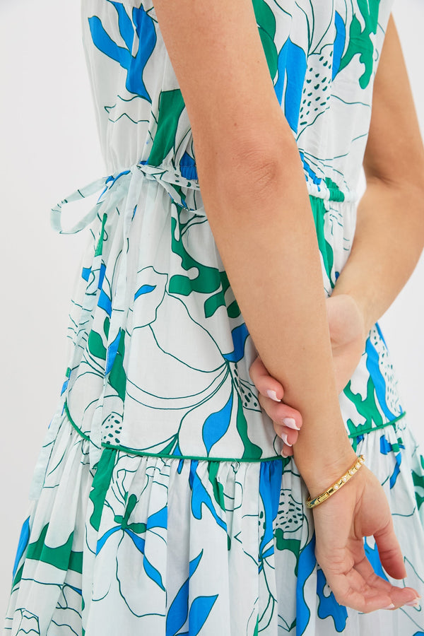 Orchid Green Sleeveless Piped Maxi Dress
