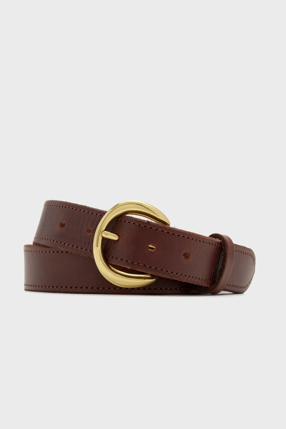 Traditional Brown Custom 1.25" Bridle Leather Belt with Name Plate