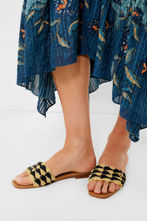 Beige and Black Gaia Sandals
