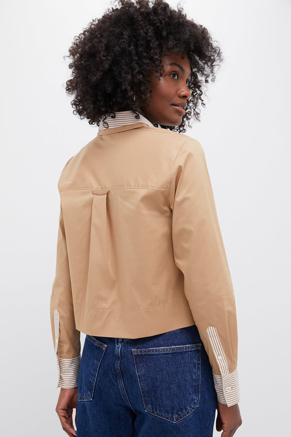 Khaki Maia Top Double Collar Shirt