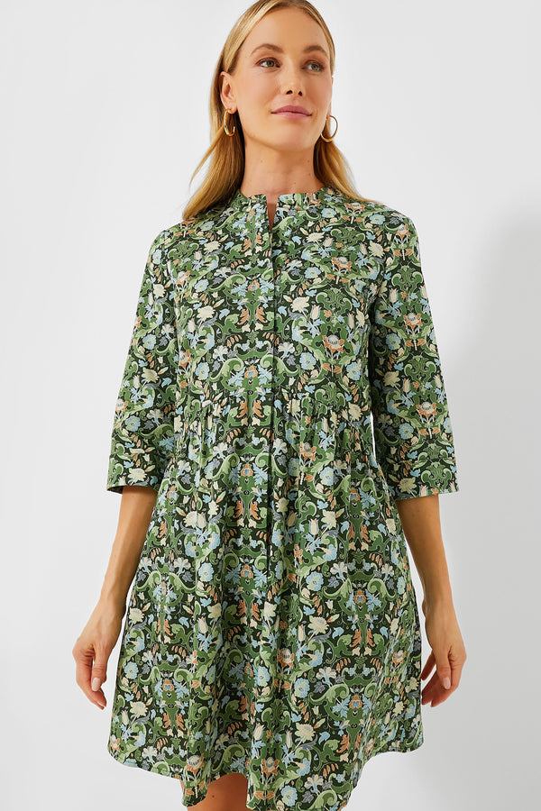 Sage Deco Damask Royal Shirt Dress