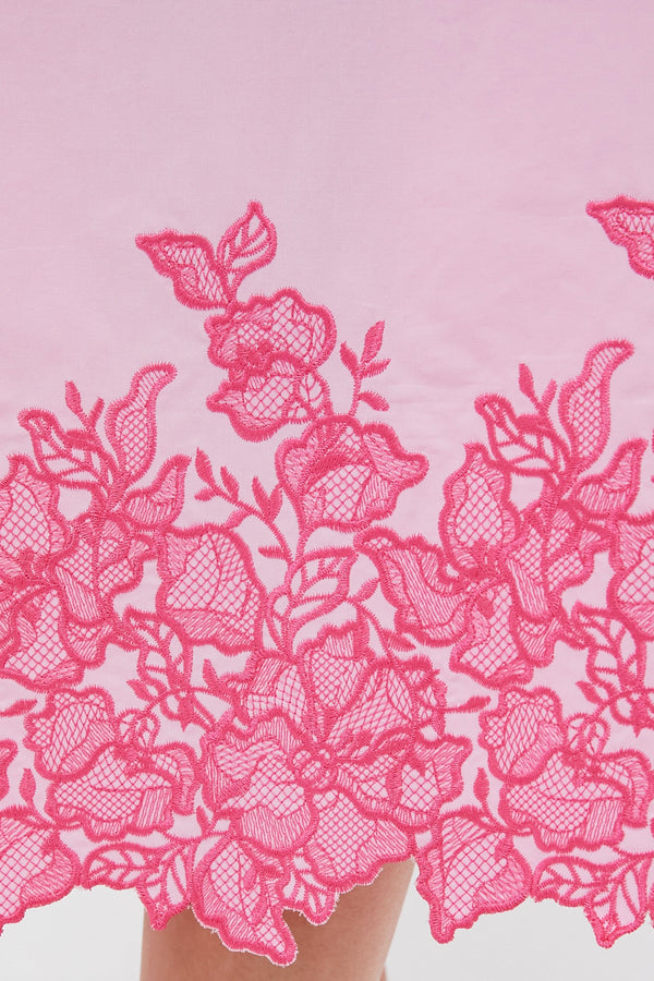 Pink Embroidery Eliza Midi Dress