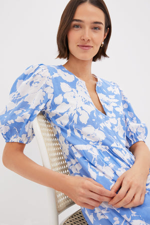 Blue and White Floral Cisco Maxi Dress