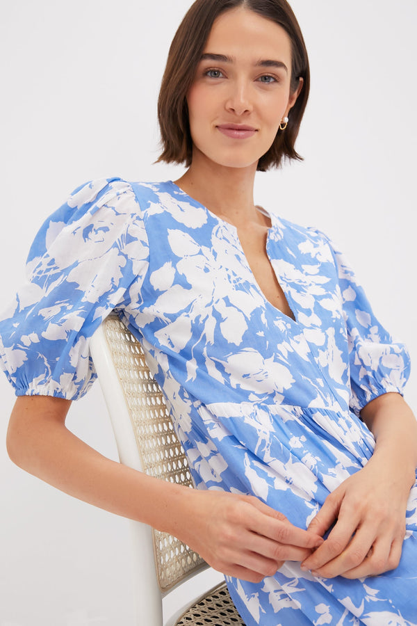 Blue and White Floral Cisco Maxi Dress