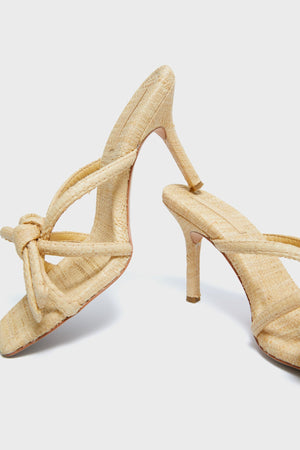 Natural Straw Margi Bow Heeled Sandal