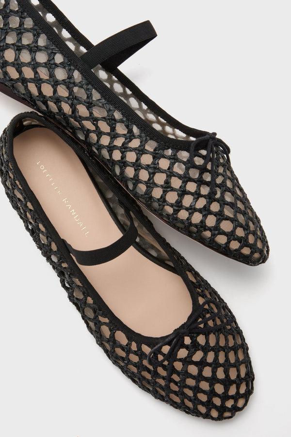 Black Crochet Leonie Flats