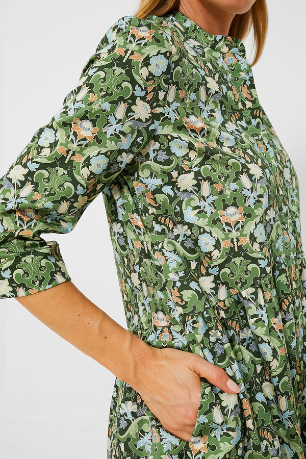Sage Deco Damask Royal Shirt Dress