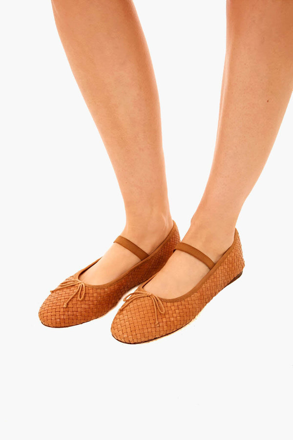 Honey Woven Leather Leonie Ballet Flat