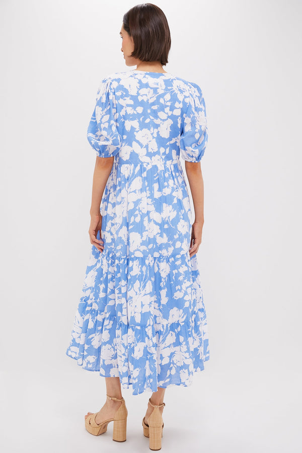 Blue and White Floral Cisco Maxi Dress