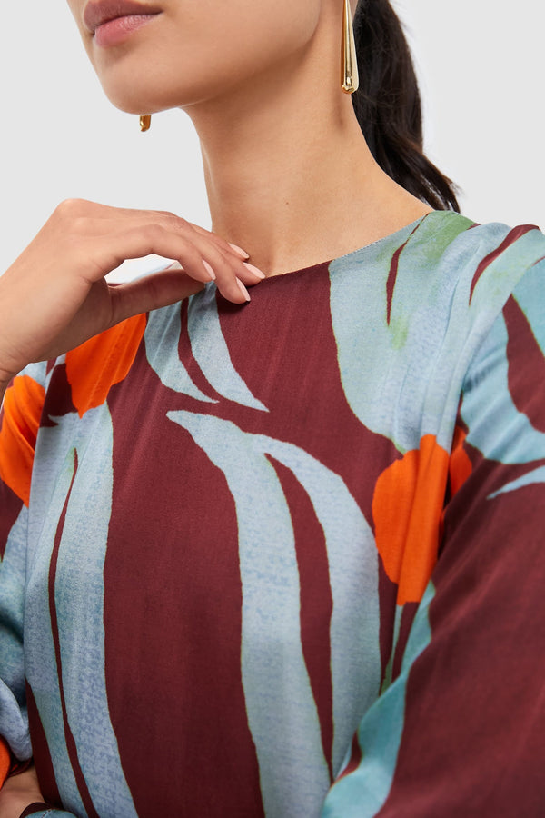 Tulip Orange Long Sleeve Shift Maxi Dress