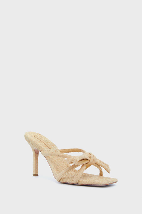Natural Straw Margi Bow Heeled Sandal