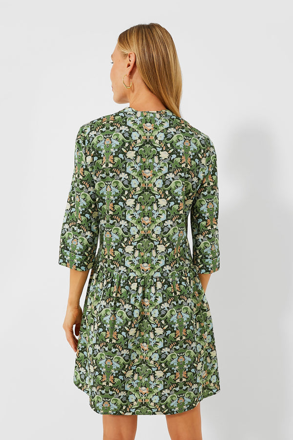 Sage Deco Damask Royal Shirt Dress