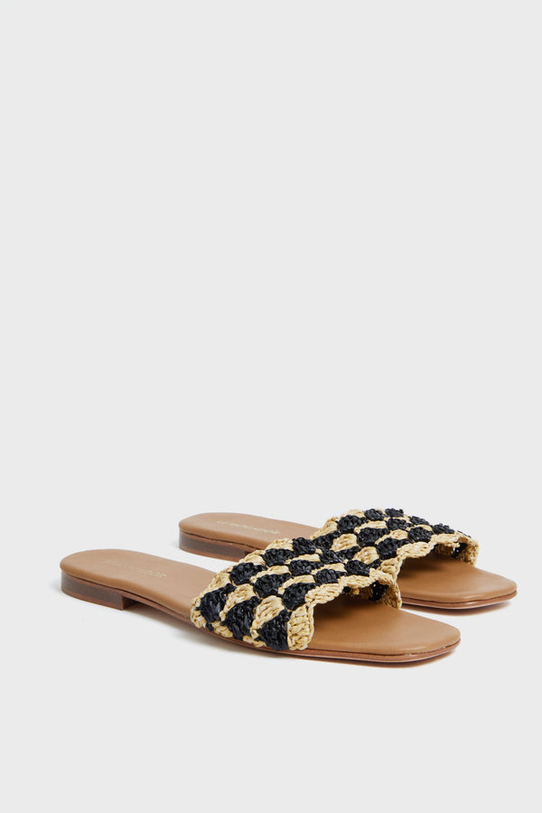 Beige and Black Gaia Sandals