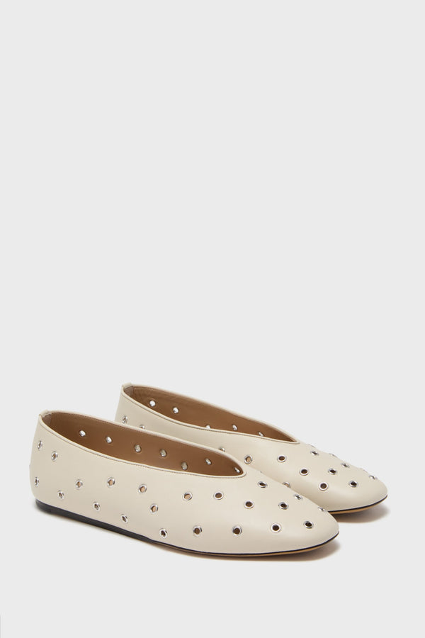 Ecru Regency Eyelet Studded Slippers