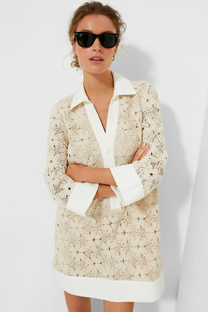 Tan Crochet Collier Dress