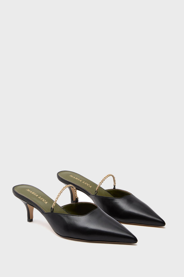 Black Metella Heeled Mules