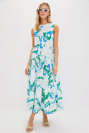 Orchid Green Sleeveless Piped Maxi Dress