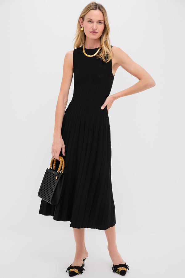 Larroude x Markarian Black Wool and Floral Embroidery Mules