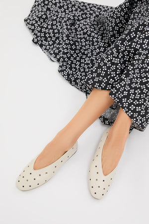 Ecru Regency Eyelet Studded Slippers