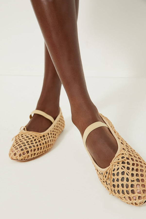 Natural Crochet Raffia Leonie Flats