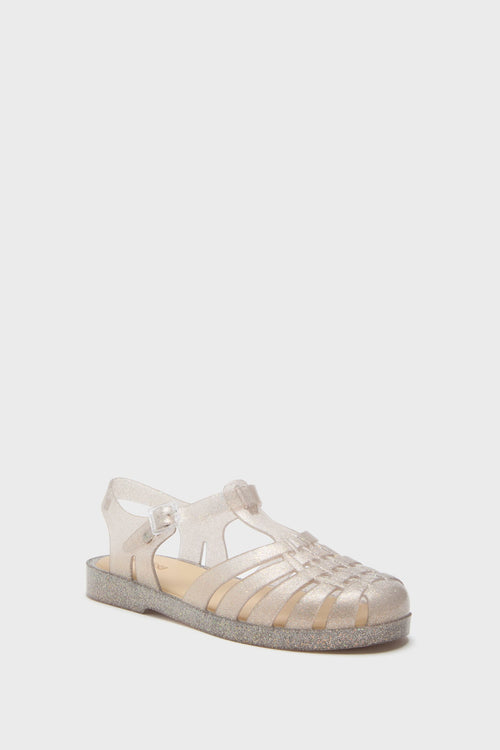 Beige Silver Glitter Possession Sandals