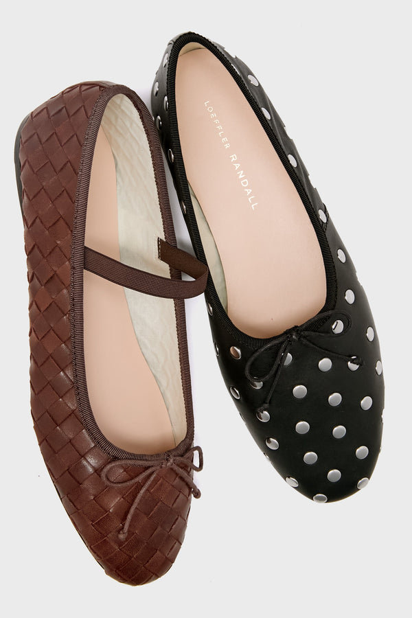 Espresso Woven Leather Leonie Flats