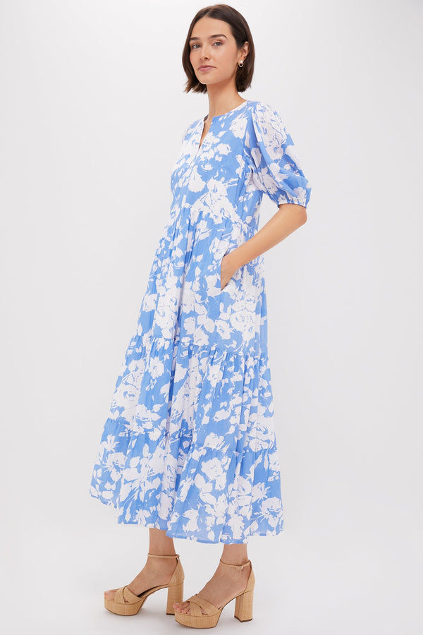 Blue and White Floral Cisco Maxi Dress