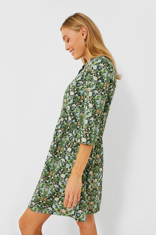 Sage Deco Damask Royal Shirt Dress