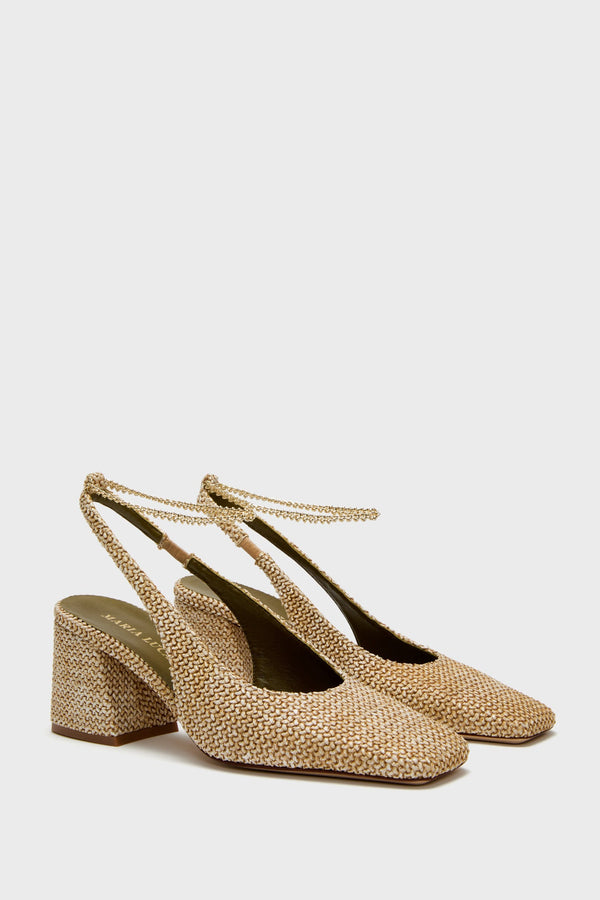 Natural Raffia Ilaria Slingback Heels