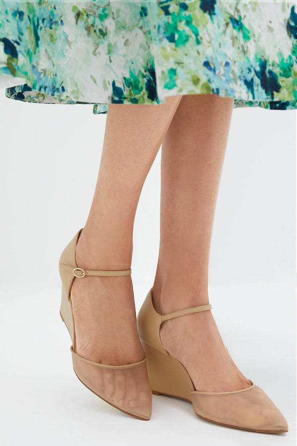 Blush Mesh Darcy Wedges