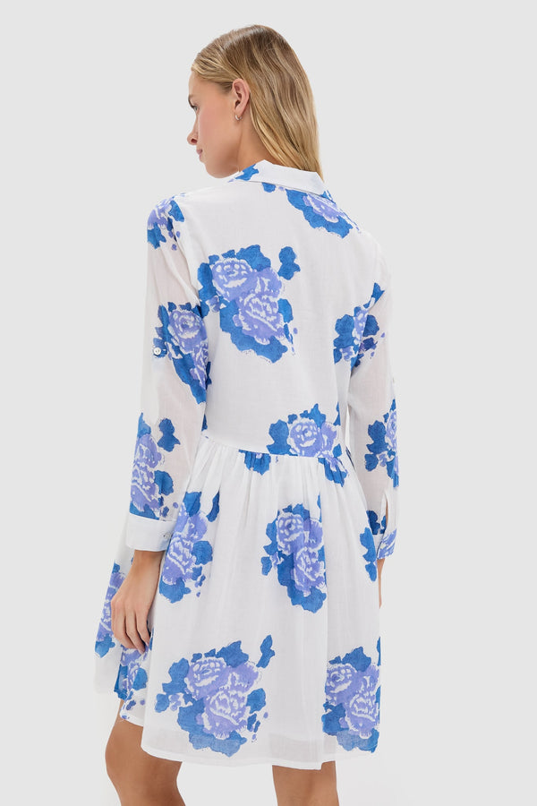 Portofino Blue Long Sleeve Mini Shirt Dress