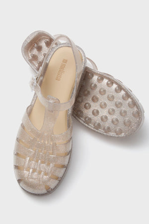 Beige Silver Glitter Possession Sandals