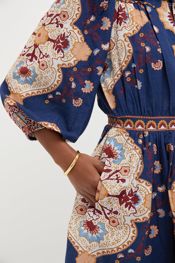 Navy Lagos Print Leigh Mini Dress