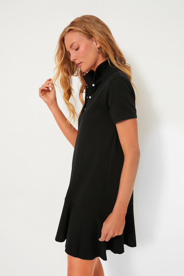 Black Pique May Polo Dress