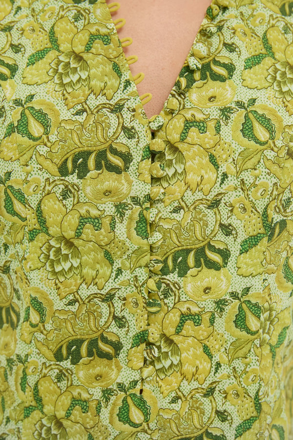 Chartreuse Multi Floral Marcy Midi Dress
