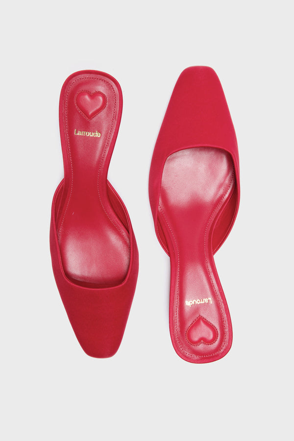 Cherry Satin Amal Mules