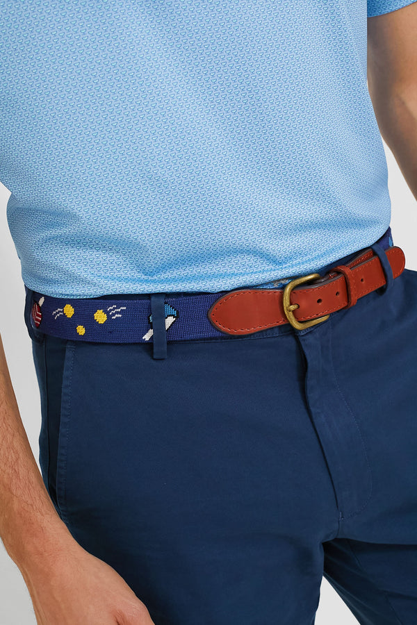Navy Wacky Pickleball Needlepoint Belt