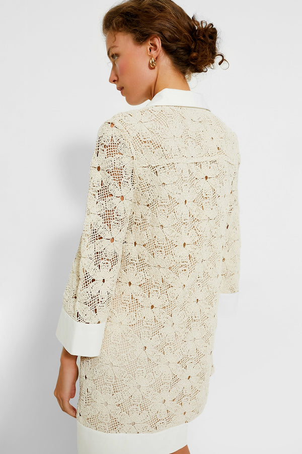 Tan Crochet Collier Dress