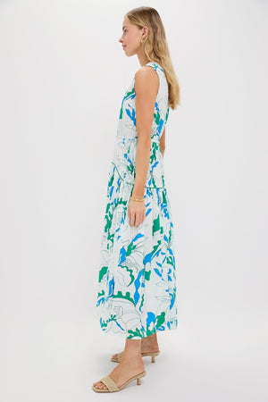 Orchid Green Sleeveless Piped Maxi Dress